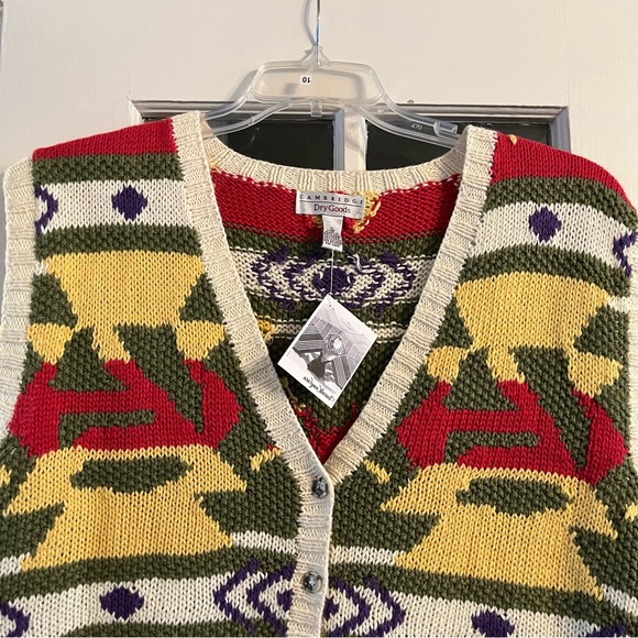 Vintage Cambridge Dry Goods Funky Colorful Southwest Sweater Vest Size Large 💛 - Picture 3 of 3
